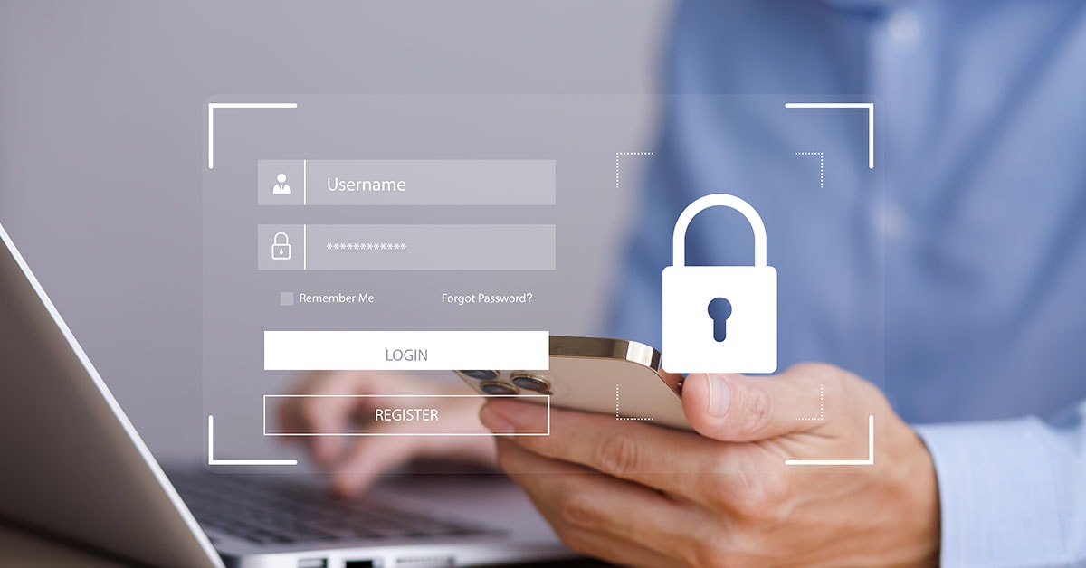 What is Privileged Identity Management concept illustrated with a login form and a security lock icon, emphasizing secure access control on mobile devices.